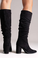 Μπότες μυτερές - Black Suede