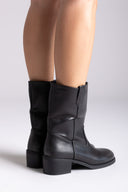 Μπότες αστραγάλου με χαμηλό τετράγωνο τακούνι - μαύρο ματ