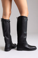 Μπότες ιππασίας με λεπτομέρεια λουράκι - μαύρο ματ