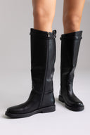 Μπότες ιππασίας με λεπτομέρεια λουράκι - μαύρο ματ
