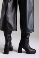 Boots Platform Block Heel - Black Matte