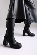 Boots Platform Block Heel - Black Matte