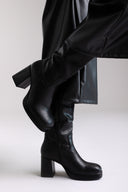 Boots Platform Block Heel - Black Matte