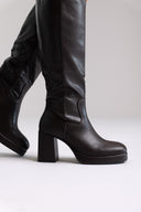 Boots Platform Block Heel - Dark Brown Matte