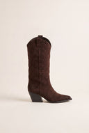 Cowboy Boots Mid Calf - Brown Suede