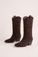 Cowboy Boots Mid Calf - Brown Suede