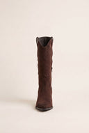 Cowboy Boots Mid Calf - Brown Suede