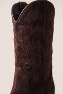 Cowboy Boots Mid Calf - Brown Suede