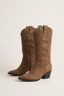 Cowboy Boots Mid Calf - Camel Suede