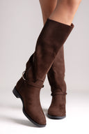 Μπότες ιππασίας Corina με μεταλλική λεπτομέρεια - καφέ σουέτ