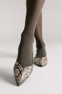 Slingback Pointed Ballet Flats TFP - Ivory Black Snake Print