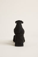 Block Heel Pumps Ankle Strap - Black Suede