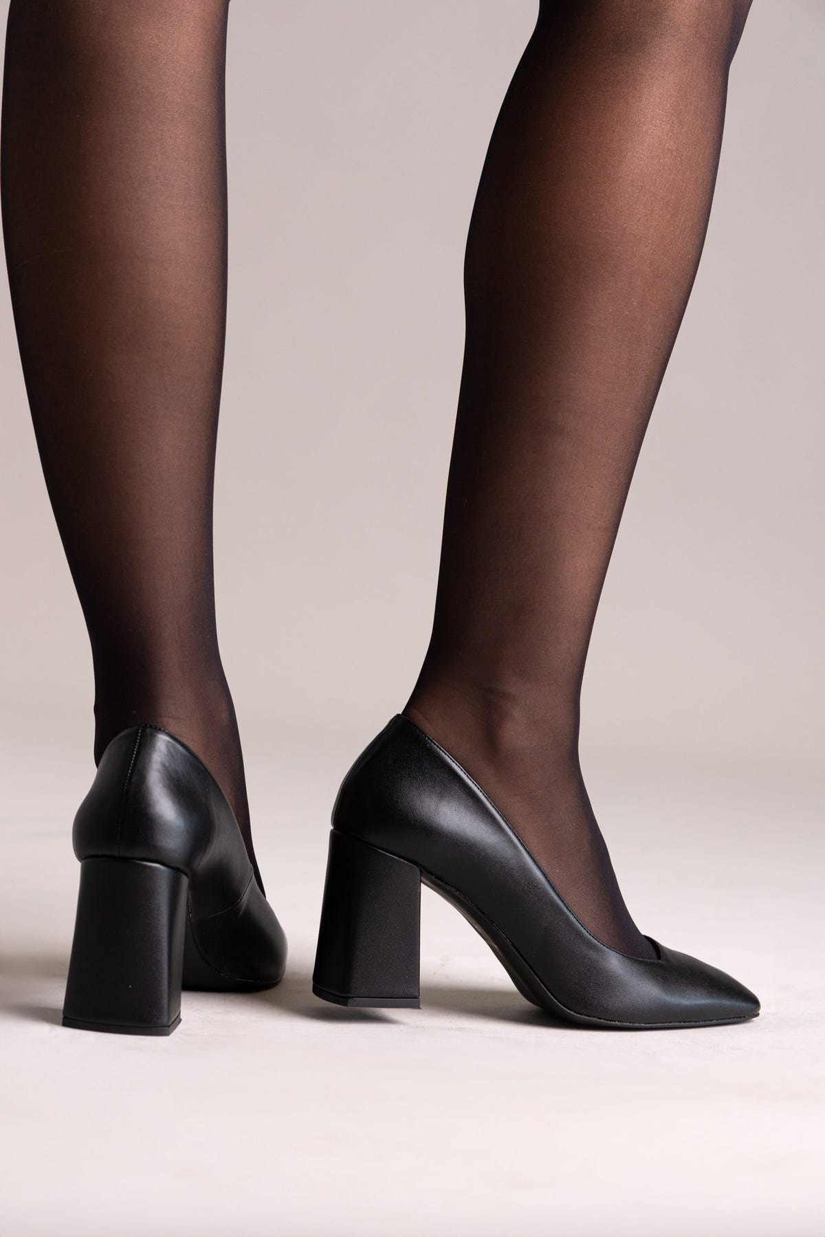 Square tacco Décolleté - Nero opaco