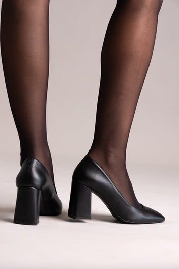 Square tacco Décolleté - Nero opaco