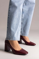 Γόβες με τετράγωνο τακούνι TFP - Μπορντό Ματ