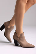 Botines Cowboy con Cutout - Ante taupe