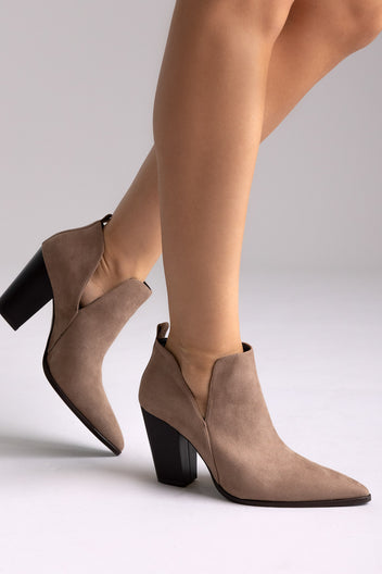 Botines Cowboy con Cutout - Ante taupe