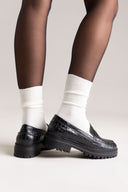 Μοκασίνια με ανάγλυφο κροκό - Μαύρο croc