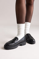 Μοκασίνια με ανάγλυφο κροκό - Μαύρο croc