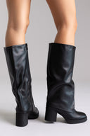 Μπότες με σχέδιο γκέτας - μαύρο ματ