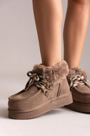 Μποτάκια KELARA με γούνα στον αστράγαλο - Ταμπά σουέτ