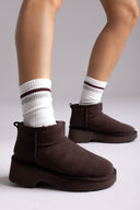 Μποτάκια KELARA με γούνα - Καφέ Σουέτ