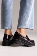 Chunky Loafers με Τρακτερωτή Σόλα - Μπορντό Λουστρίνι