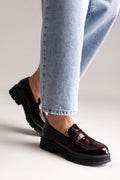 Chunky Mocassins Lug sola - Bordeaux Patent