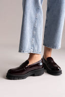 Chunky Loafers με Τρακτερωτή Σόλα - Μπορντό Λουστρίνι