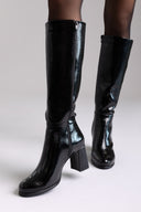 RAGAZZA Μπότες με Τακούνι Block 0710 - Μαύρο Λουστρίνι