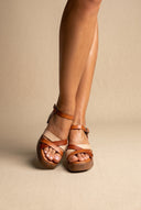 Platform Block Heel Sandals - Tan Matte