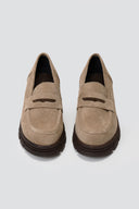 Chunky Loafers με Τρακτερωτή Σόλα - Μπεζ Σουέτ