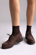 Oxfords με χοντρή σόλα TFP - Καφέ Σουέτ