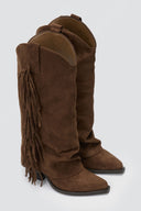 Μπότες cowboy με τακούνι block - Καφέ σουέτ