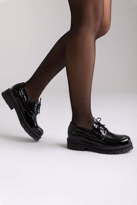 chunky suola Oxfords - Nero Patent