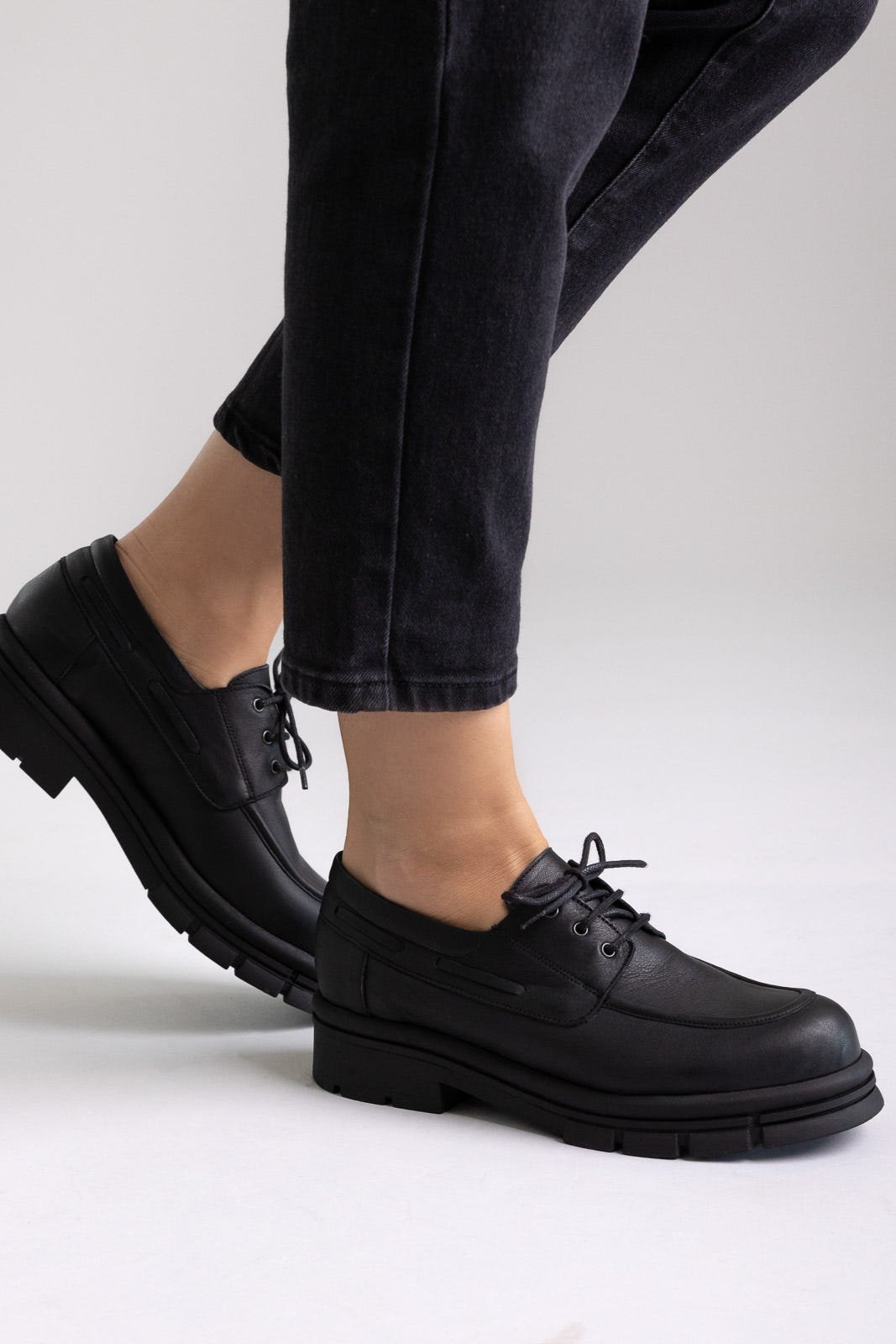 chunky suola Oxfords - Nero opaco