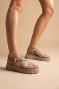 Sandales Flatform en cuir - daim beige
