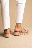 Flatform Sandals - Beige Suede