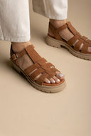 Sandali in camoscio con cinturino alla caviglia - Cuoio Suede