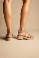 in camoscio Toe Ring Sandali - Beige Suede