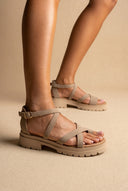 in camoscio Toe Ring Sandali - Beige Suede