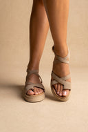 in camoscio Toe Ring Sandali - Beige Suede