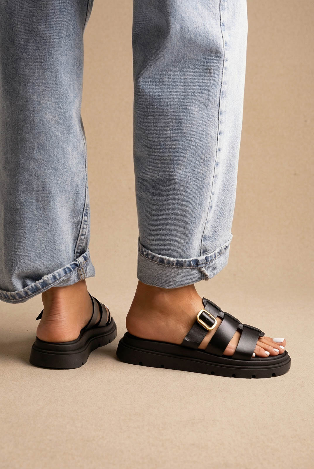 Sandali flatform - Nero opaco