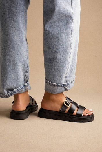 Sandali flatform - Nero opaco
