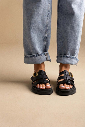 Sandali flatform - Nero opaco