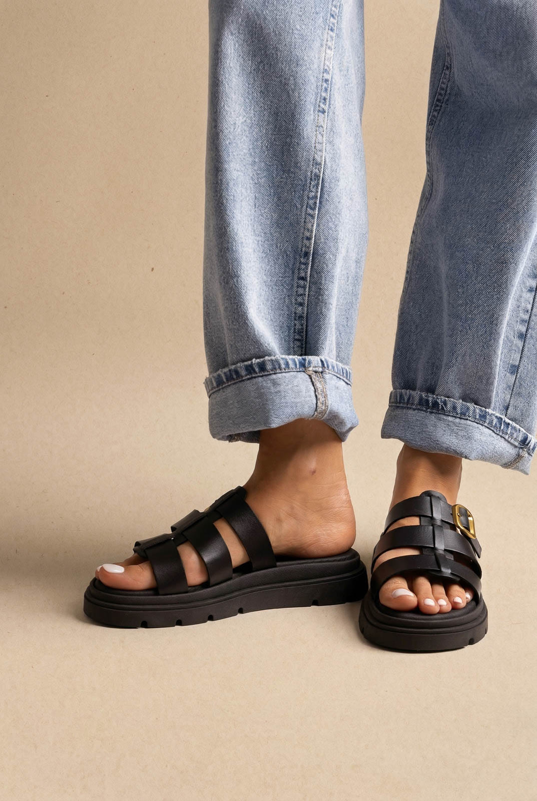 Sandali flatform - Nero opaco