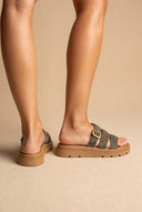 Sandales Flatform - Daim olive