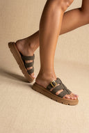 Sandales Flatform - Daim olive