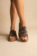 Sandales Flatform - Daim olive