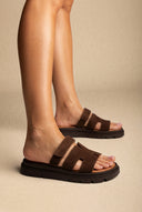 Sandales Flatform - daim marron